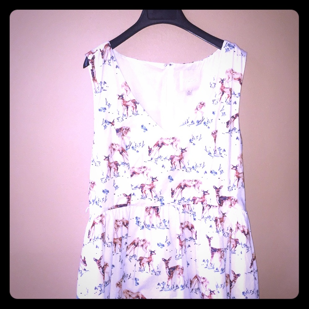 Woodland deer watercolor print A-line dress 🦌